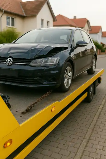 Ein defektes Auto wird zuverlässig beim Autoankauf in Dreieich abgeschleppt.